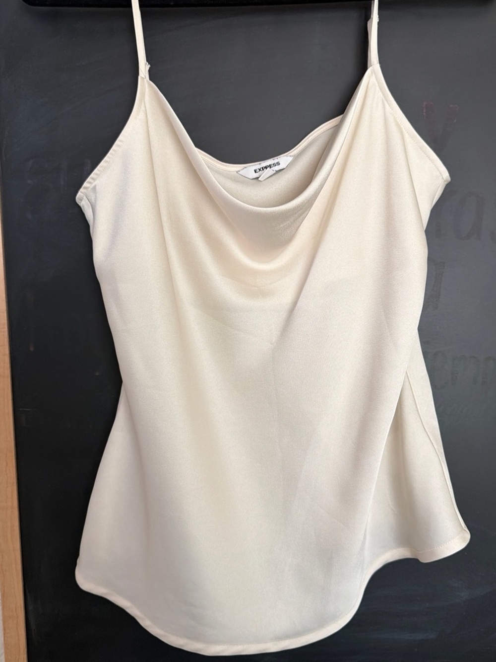 Express Cream Satin Cowl Neck Camisole